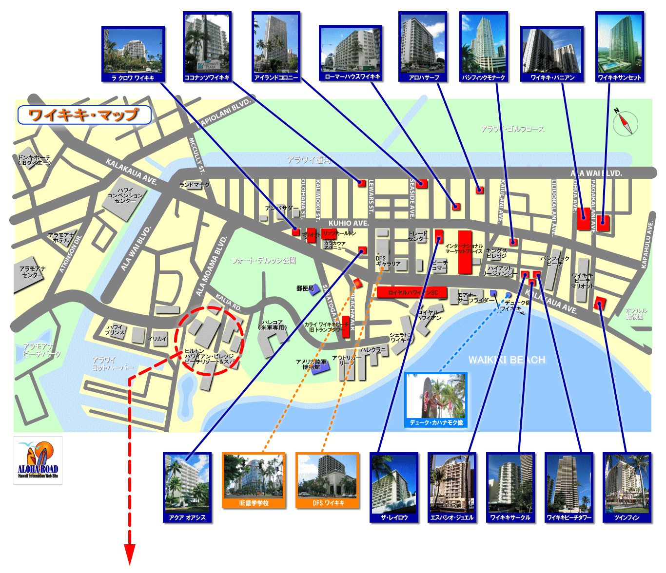 ハワイ・ワイキキの地図（マップ2024最新版）